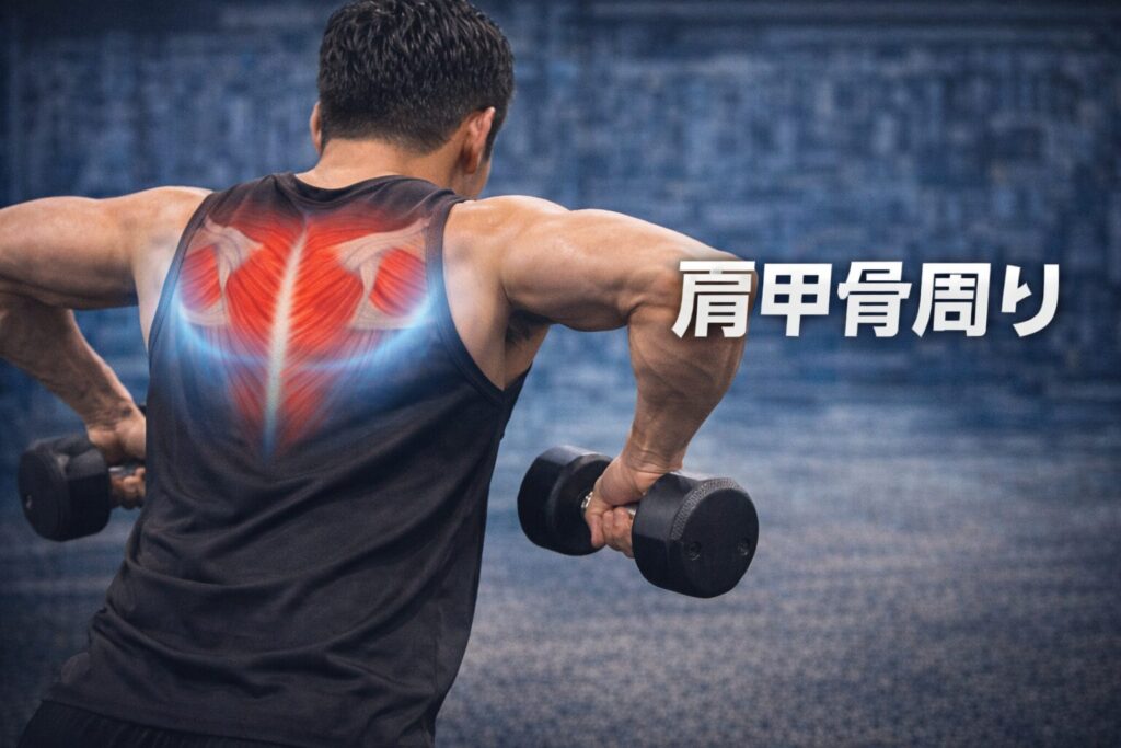 肩甲骨周りを鍛えている男性の画像