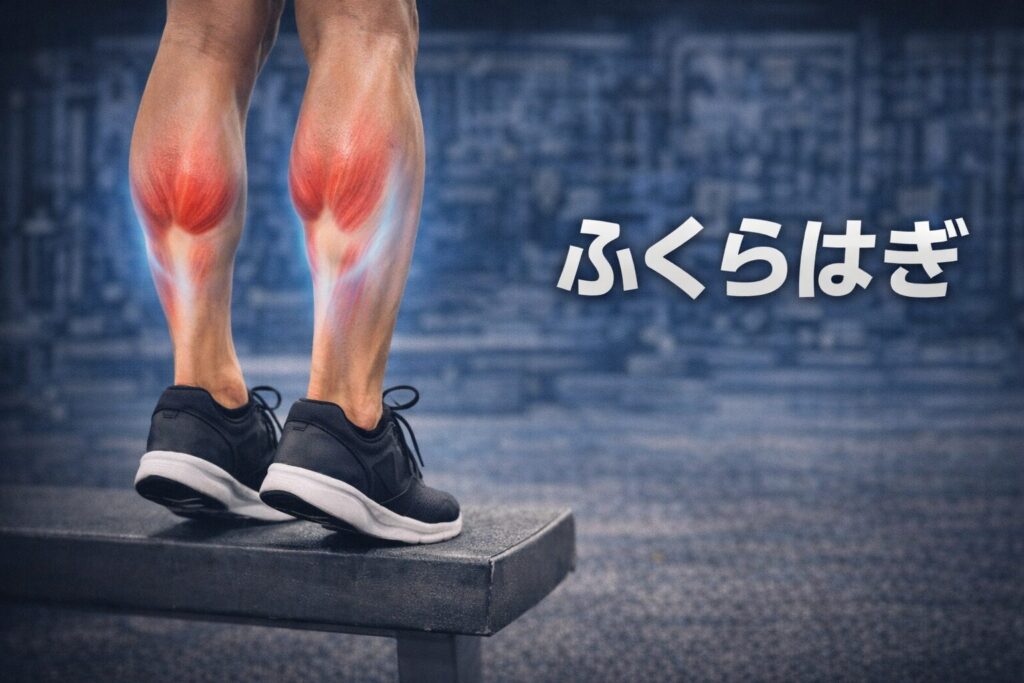 ふくらはぎ（ヒラメ筋）を鍛えている男性の画像